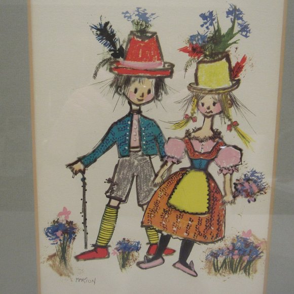 Marion Other - Floral Boy & Girl Framed Art Print German Flower